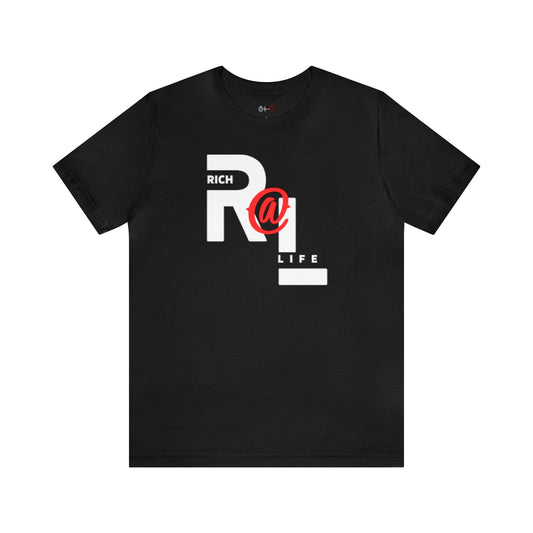 Front view of Rich Life black unisex tee